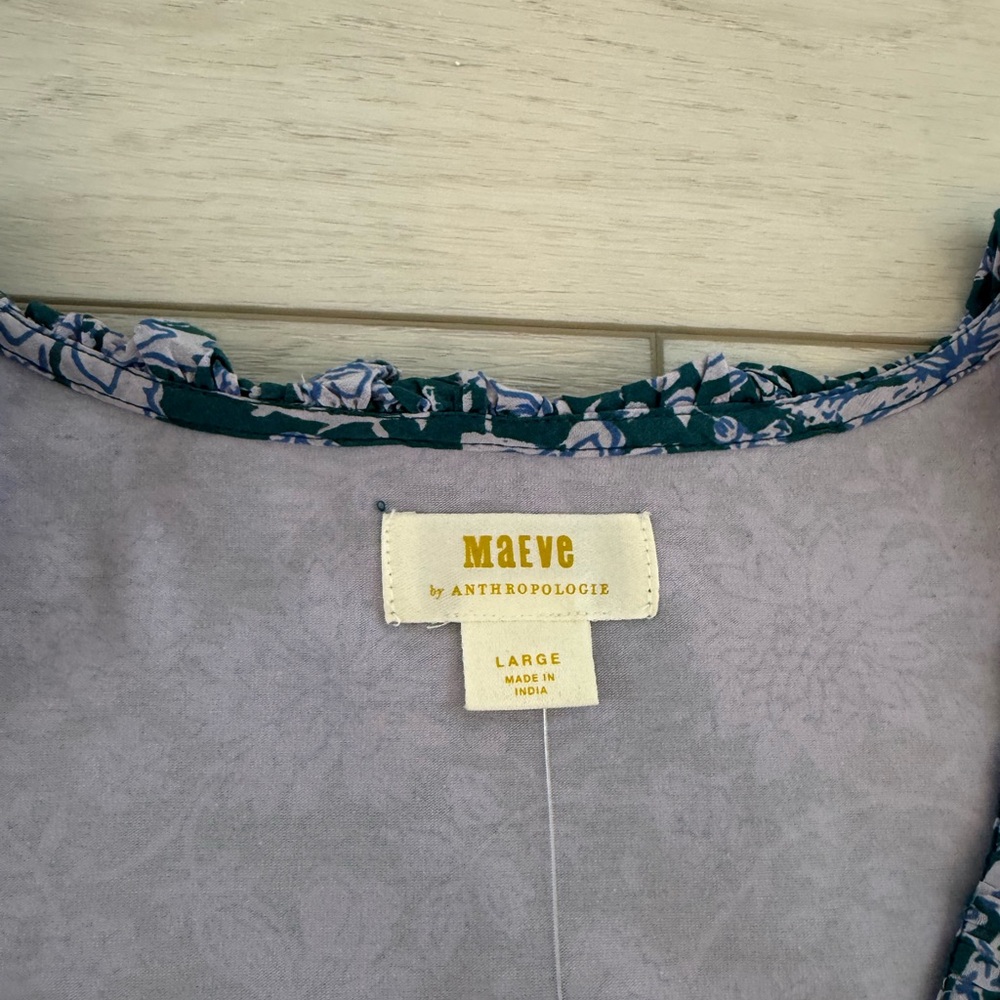 NWT Anthropologie Mauve Puff Sleeve Henley Tee Floral Top - Picture 5 of 5